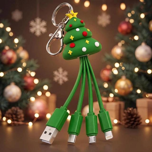 Christmas Tree Charging Cable Keychain