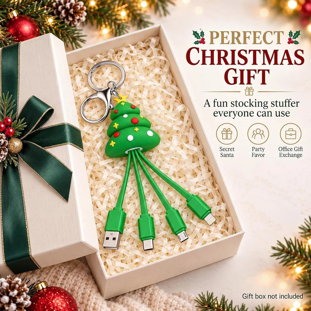 Christmas Tree Charging Cable Keychain