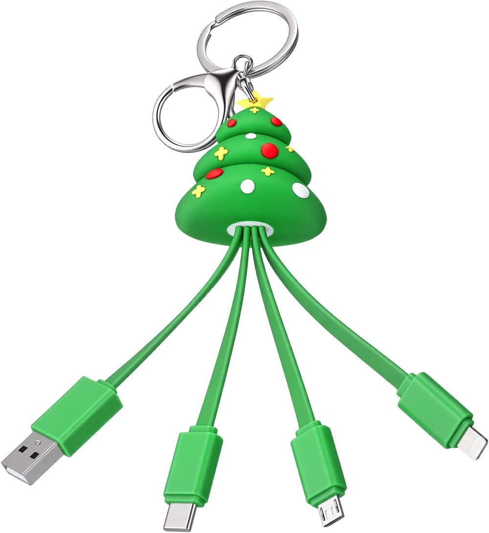 Christmas Tree Charging Cable Keychain