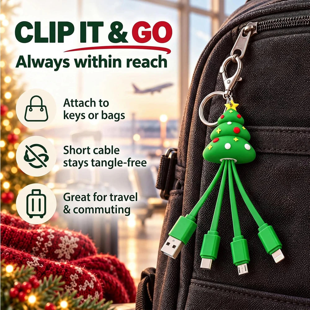 Christmas Tree Charging Cable Keychain