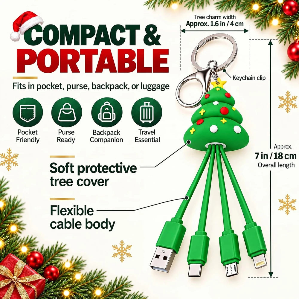 Christmas Tree Charging Cable Keychain