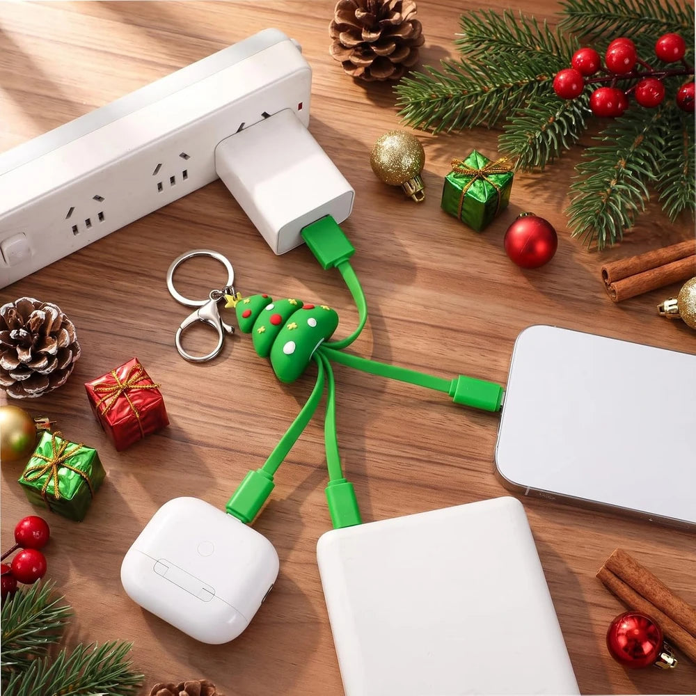 Christmas Tree Charging Cable Keychain